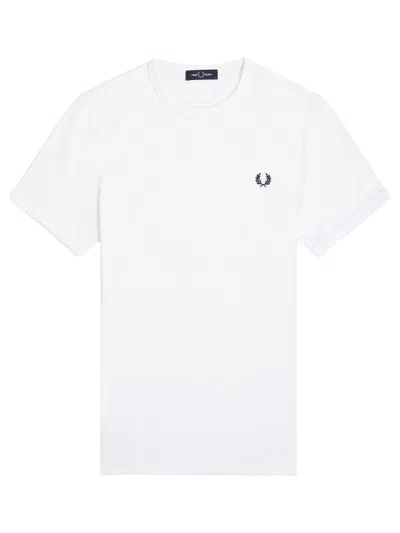 Fred Perry Cotton Jersey Ringer T-shirt In White
