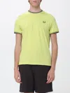 Fred Perry Cotton T-shirt With Logo In Yellow