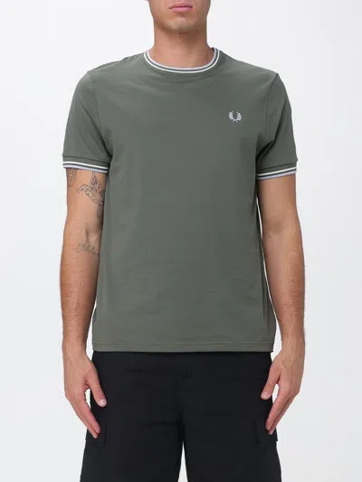 Fred Perry Cotton T-shirt With Logo In Gray