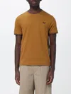 Fred Perry Cotton T-shirt With Embroidered Mini Logo In Orange