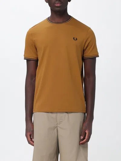 Fred Perry Cotton T-shirt With Embroidered Mini Logo In Orange