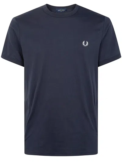 Fred Perry Tshirt Ringer Con Logo In Blue
