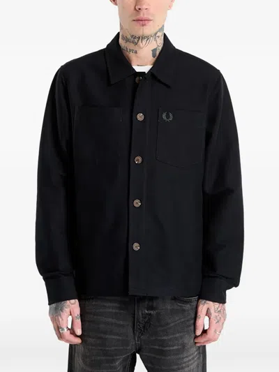Fred Perry Twill Chest-pocket Shirt In Black