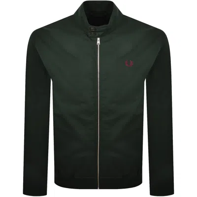Fred Perry Twill Harrington Jacket Green In Black