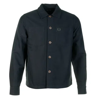 Fred Perry Twill Overshirt Black In Blue