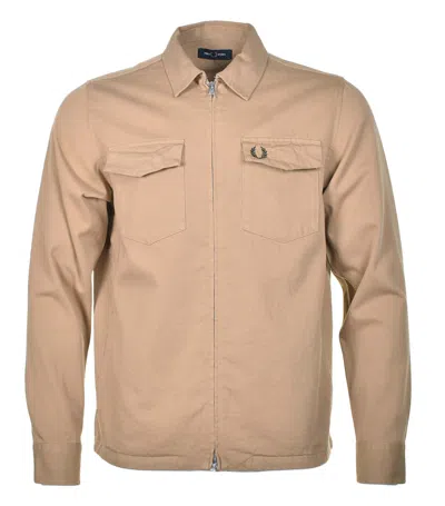 Fred Perry Twill Zip Through Overshirt Warm Stone