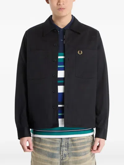 Fred Perry Twill-texture Shirt In Black