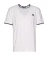 Fred Perry Logo-embroidered Cotton T-shirt In White