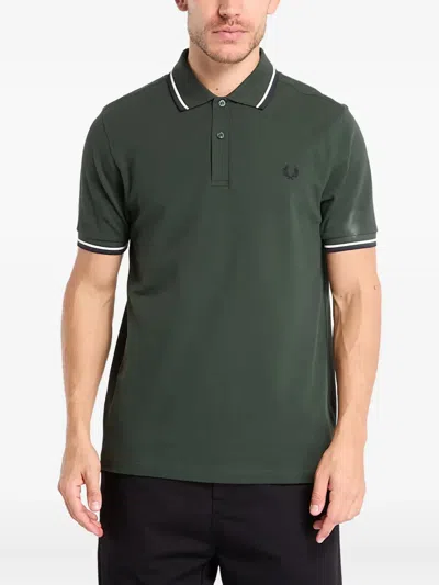 Fred Perry Twin-tipped-collar Polo Shirt In Green