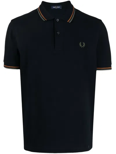 Fred Perry Twin Tipped Cotton Polo Shirt In Blue