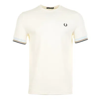 Fred Perry Twin Tipped Cuff Pique T Shirt Ecru In Neutral
