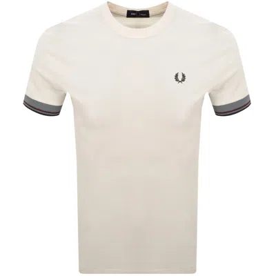 Fred Perry Twin Tipped Cuff T Shirt Ecru In Neutral
