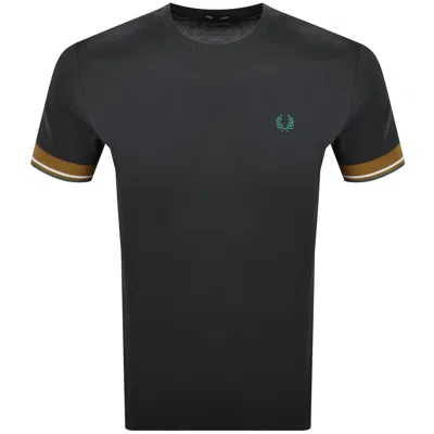 Fred Perry Twin Tipped Cuff T Shirt Grey In Gray