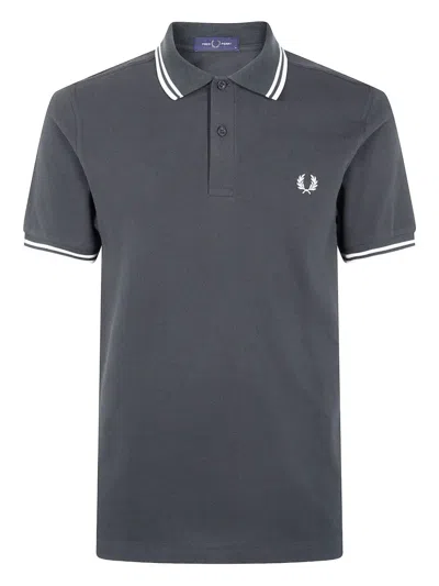 FRED PERRY "FRED PERRY" TWIN TIPPED FRED PERRY SHIRT,FP.M3600P.55 T50 NIGHTGREEN SNOW WHITE