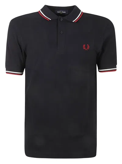 Fred Perry Twin Tipped Fred Polo Shirt In Nvy/swht/bntred