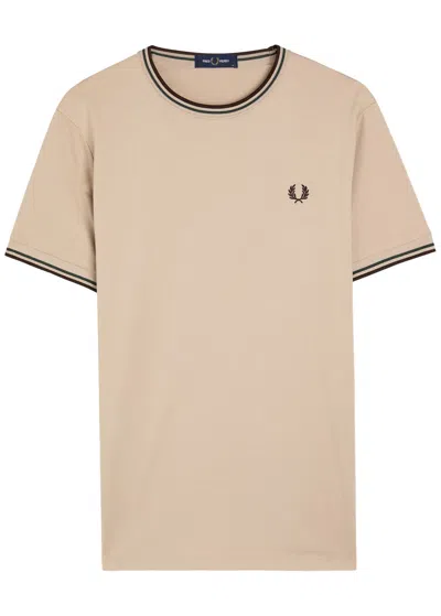 Fred Perry Twin Tipped Logo Cotton T-shirt In Brown