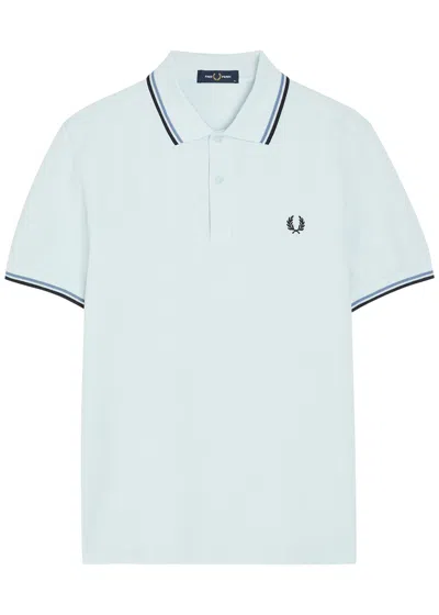 Fred Perry Twin Tipped Logo Piqué Cotton Polo Shirt In Blue