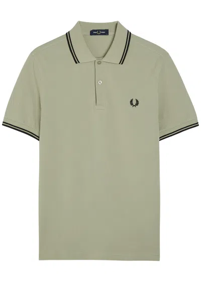 Fred Perry Twin Tipped Logo Piqué Cotton Polo Shirt In Green