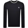 Fred Perry Twin Tipped Long Sleeved T Shirt Navy In Navy