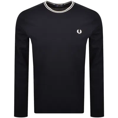 Fred Perry Twin Tipped Long Sleeved T Shirt Navy