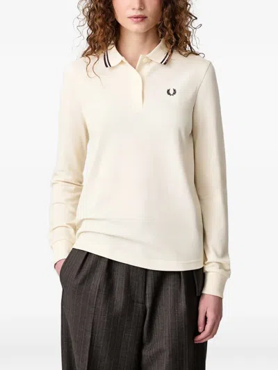 Fred Perry Twin Tipped Long-sleeve Polo Shirt In White