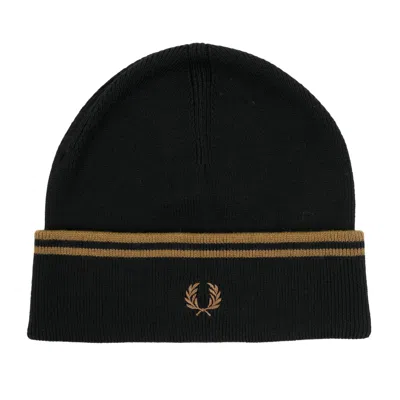 Fred Perry Twin Tipped Merino Wool Beanie Black Shadestone