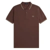 Fred Perry Short Sleeve Twin Tipped Polo Shirt In Brown