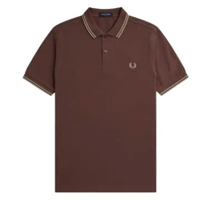 Fred Perry Twin Tipped Piqué Polo Shirt In Brown