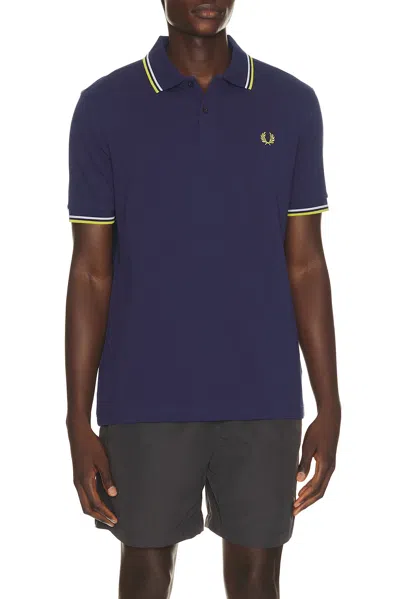 Fred Perry Twin Tipped Polo In Blue