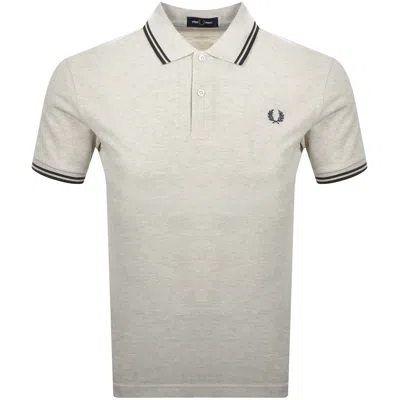 Fred Perry Twin Tipped Polo Porridge Marl In Gray