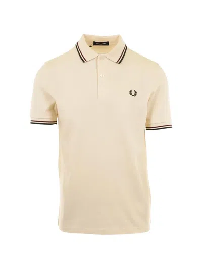 Fred Perry "" Twin Tipped  Polo Shirt In Neutral