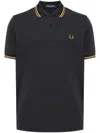 Fred Perry Twin Tipped Polo T Shirt Black In Grey