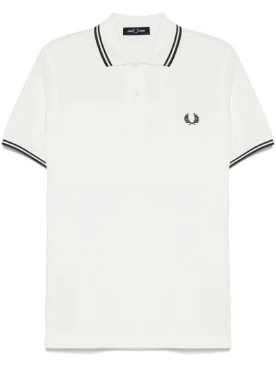Fred Perry Polo Shirt With Short Sleeves And Ribbed Cuffs In White