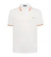 Fred Perry On Court Twin Tipped Recycled Polyester Polo Shirt In White