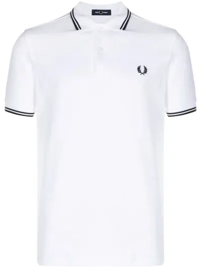 Fred Perry "" Twin Tipped  Polo Shirt In White