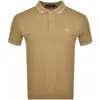 FRED PERRY FRED PERRY TWIN TIPPED POLO T SHIRT BEIGE