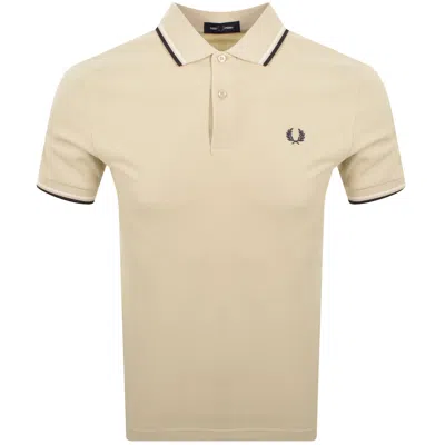 Fred Perry Twin Tipped Polo T Shirt Beige In Neutral