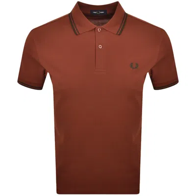 Fred Perry Twin Tipped Polo T Shirt Black In Brown