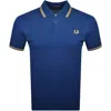 Fred Perry Cotton Pique Polo Shirt With Double Stripe In Blue