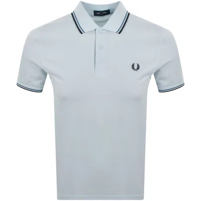 Fred Perry Twin Tipped Polo T Shirt Blue In White