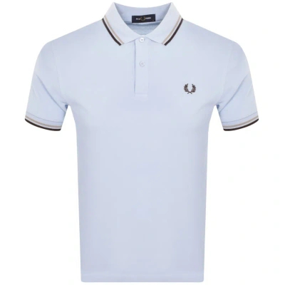 Fred Perry Twin Tipped Polo T Shirt Blue In White