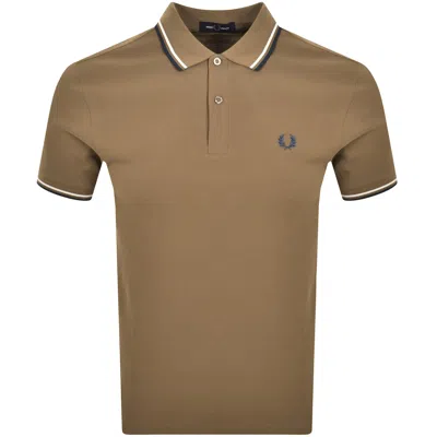 Fred Perry Twin Tipped Polo T Shirt Brown