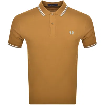 Fred Perry Twin Tipped Polo T Shirt Brown