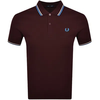 Fred Perry Twin Tipped Polo T Shirt Burgundy