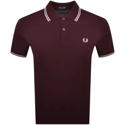 Fred Perry Twin Tipped Polo T Shirt Burgundy