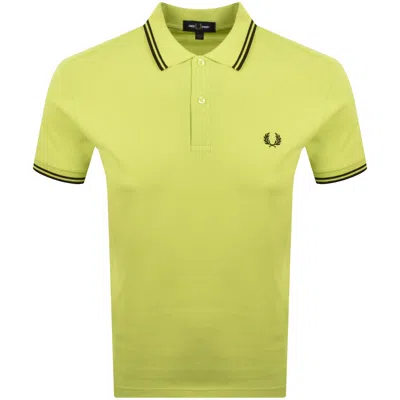 Fred Perry Twin Tipped Polo T Shirt Green In Brown