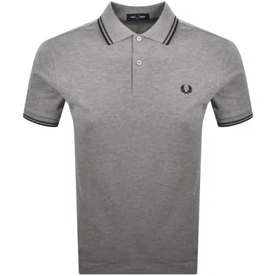 Fred Perry Twin Tipped Polo T Shirt Grey