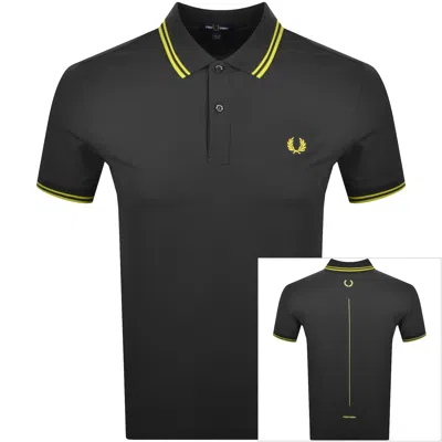 Fred Perry Twin Tipped Polo T Shirt Grey In Black