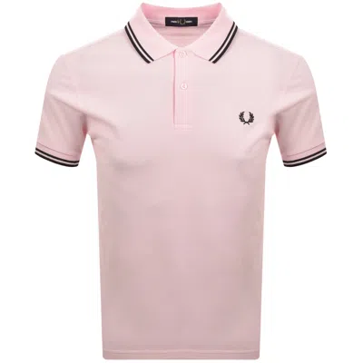 Fred Perry Twin Tipped Polo T Shirt Iced Pink