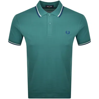Fred Perry Twin Tipped Polo T Shirt Mint Green In Blue